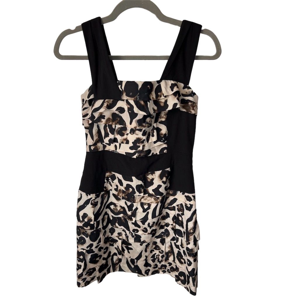 Karen Millen Leopard Print Sleeveless Mini Dress Size 8 Party Cocktail